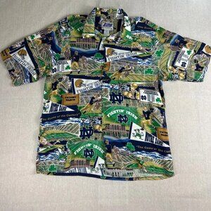 Reyn Spooner Mens Multicolor Notre Dame Fighting Irish Football Hawaiian Shirt L